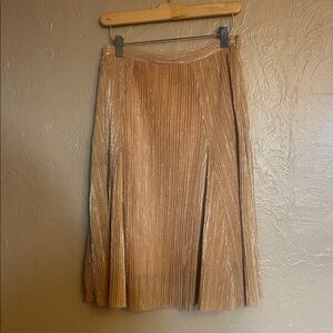 Anthropologie Maeve Elegant Metallic Gold Pleated Swing Style Skirt X Small